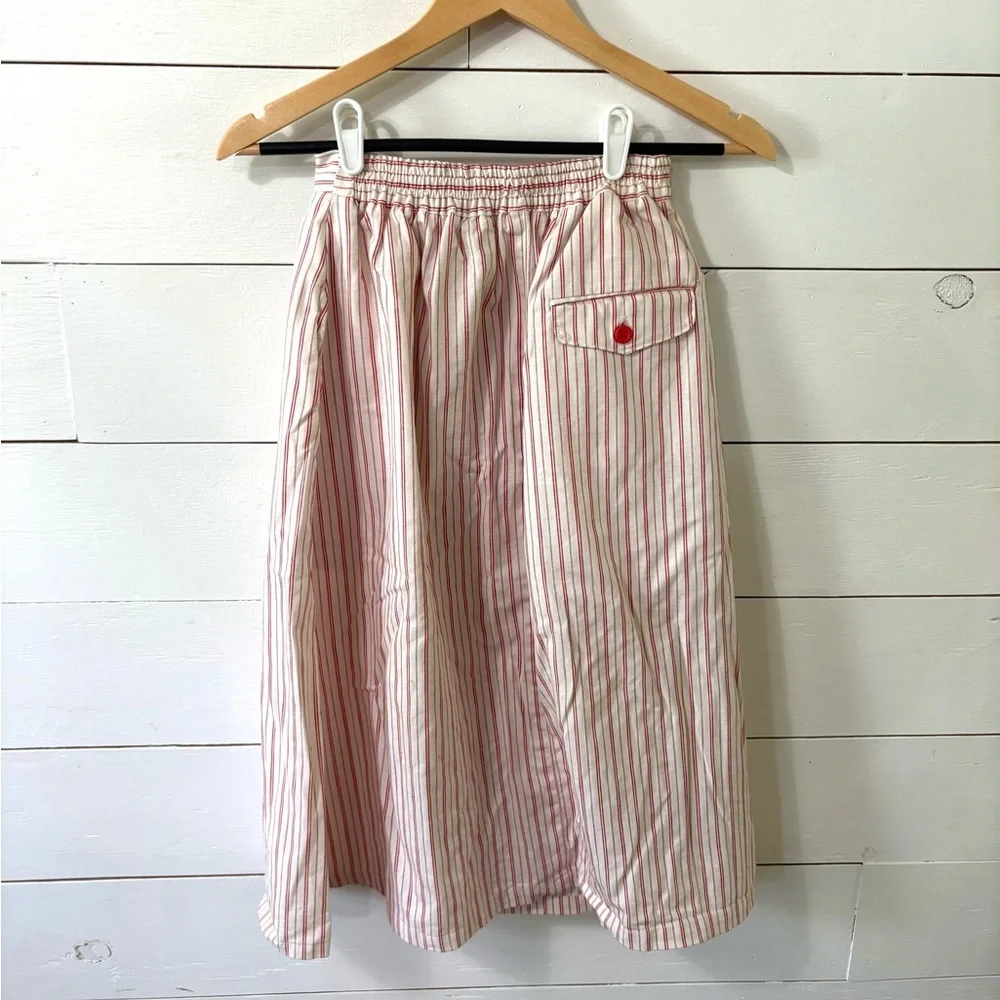 Vintage striped A-Line Midi Skirt